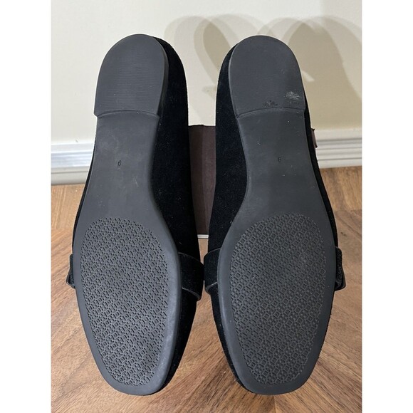 Tory Burch MARSDEN Black Suede Belted Gold Logo Flats Smoking Slipper Shoe 9M - Picture 7 of 9